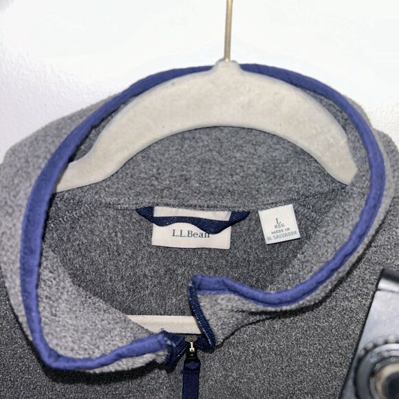 LL Bean 1/4 Zip Lightweight Fleece Pullover Sweater Logo Gray Size L Women's - Picture 5 of 6